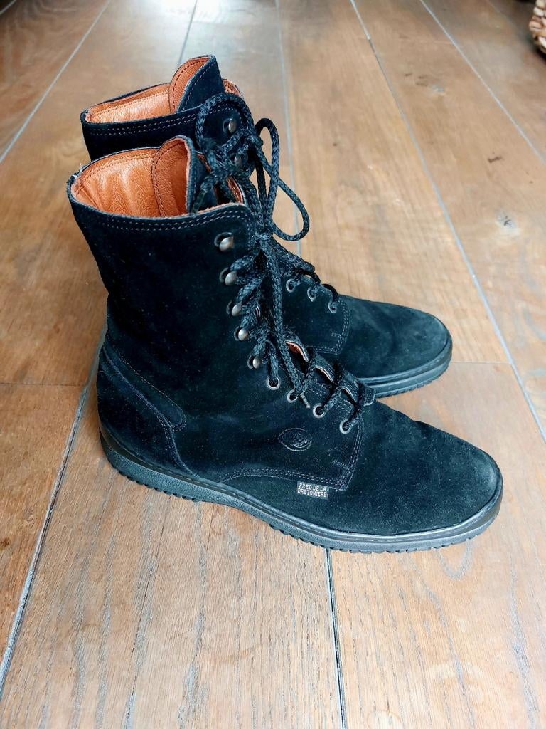 Enkellaars Leer Suede Zwart Fred de la Bretoniere maat 40, Verzenden, Zwart, Hoge laarzen