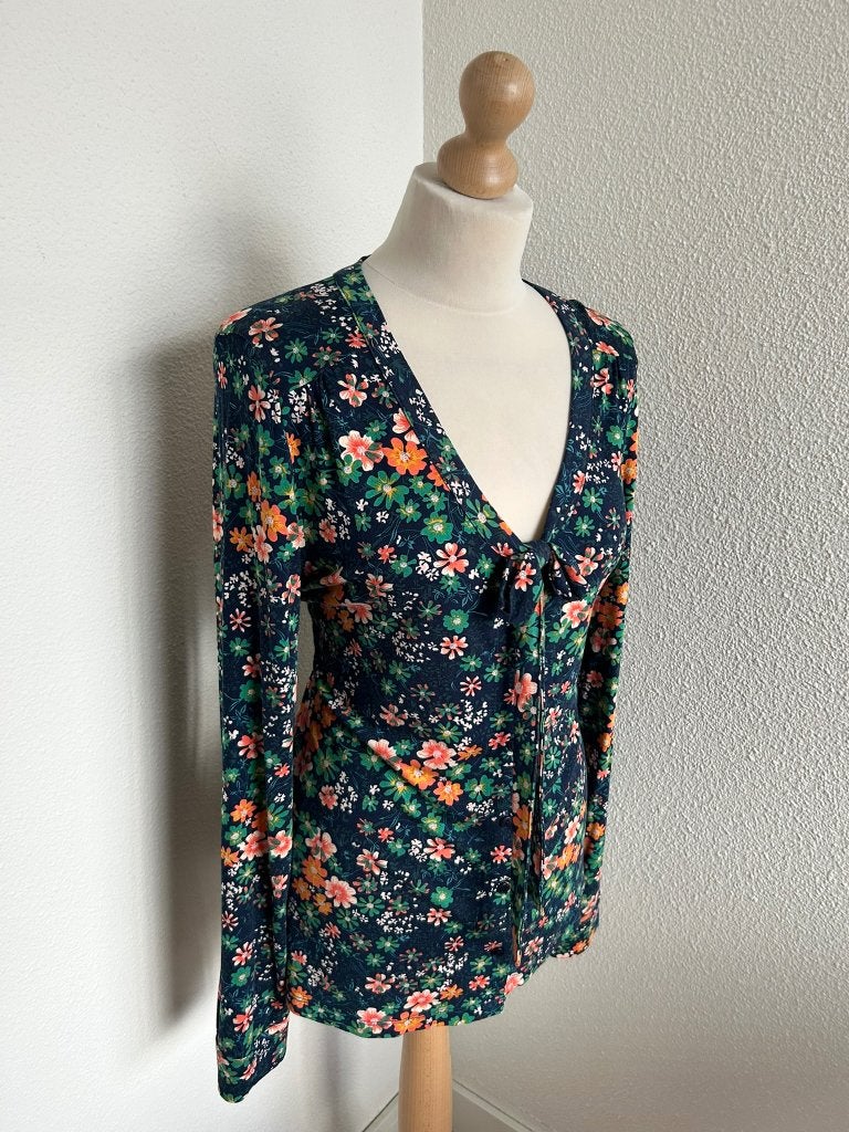 King Louie maat L blauwe bloemen blouse top 2655, Kleding | Dames, Blauw, Maat 42/44 (L), Ophalen of Verzenden, Zo goed als nieuw