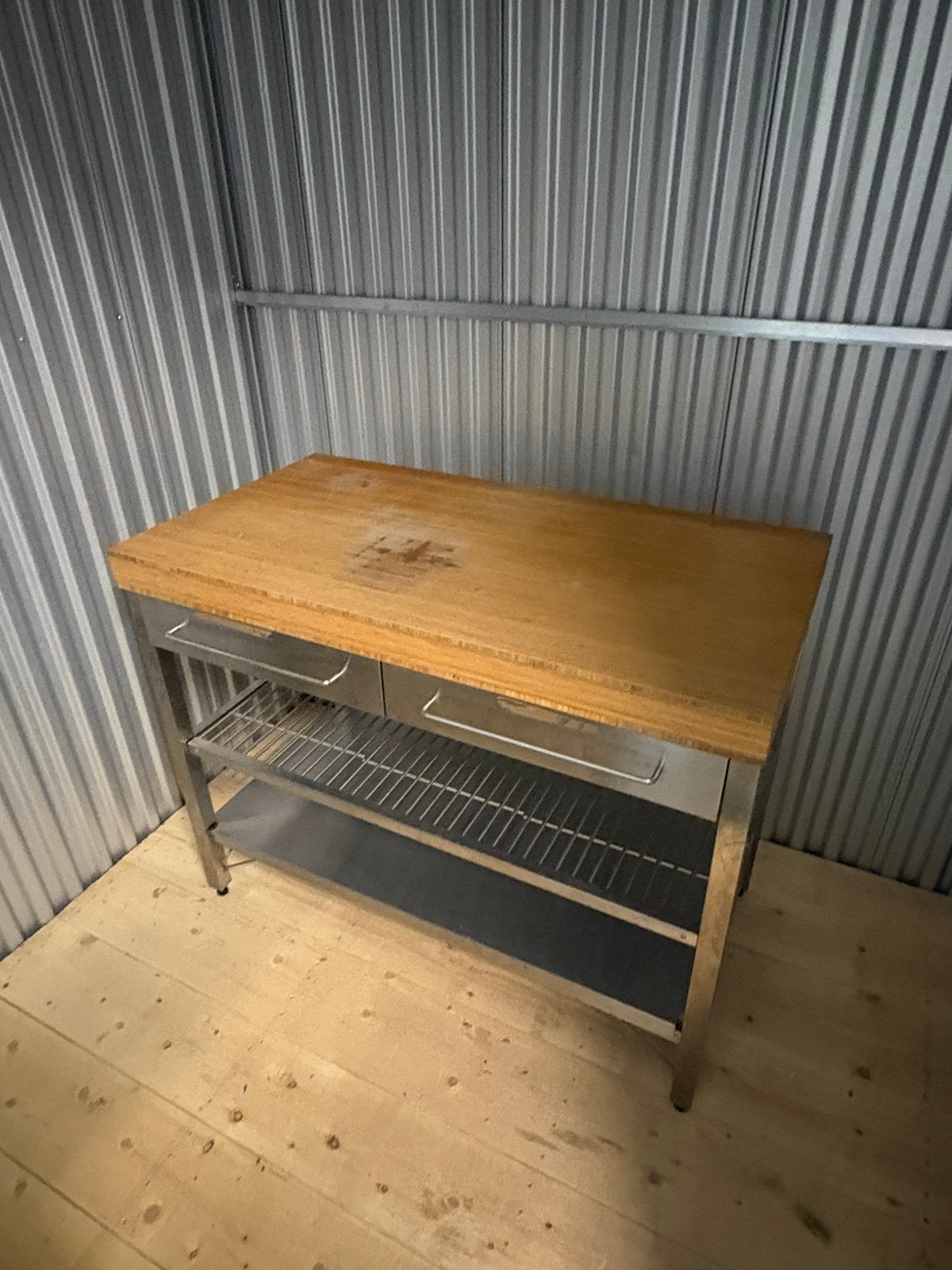 Keukenblok / Werkbank Hout & Roestvrij Staal (Ikea Rimforsa), Ophalen, Zo goed als nieuw