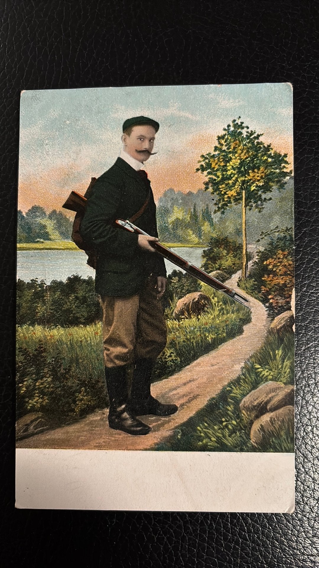 JAGER met geweer klaar voor de jacht KAART ROND 1900, Ophalen of Verzenden, Voor 1920, Ongelopen, Ambachten of Beroep