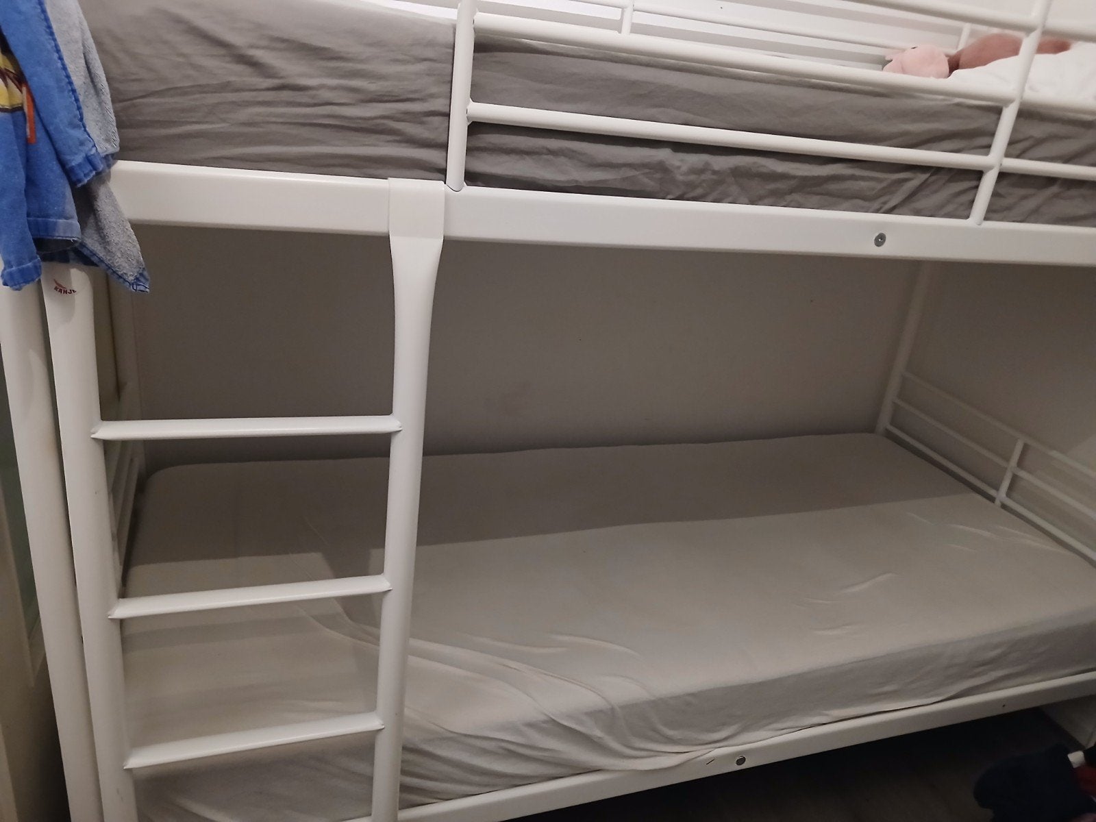 Stapelbed wit metaal - gebruikt, Ophalen, Gebruikt, 90 cm, Tweepersoons