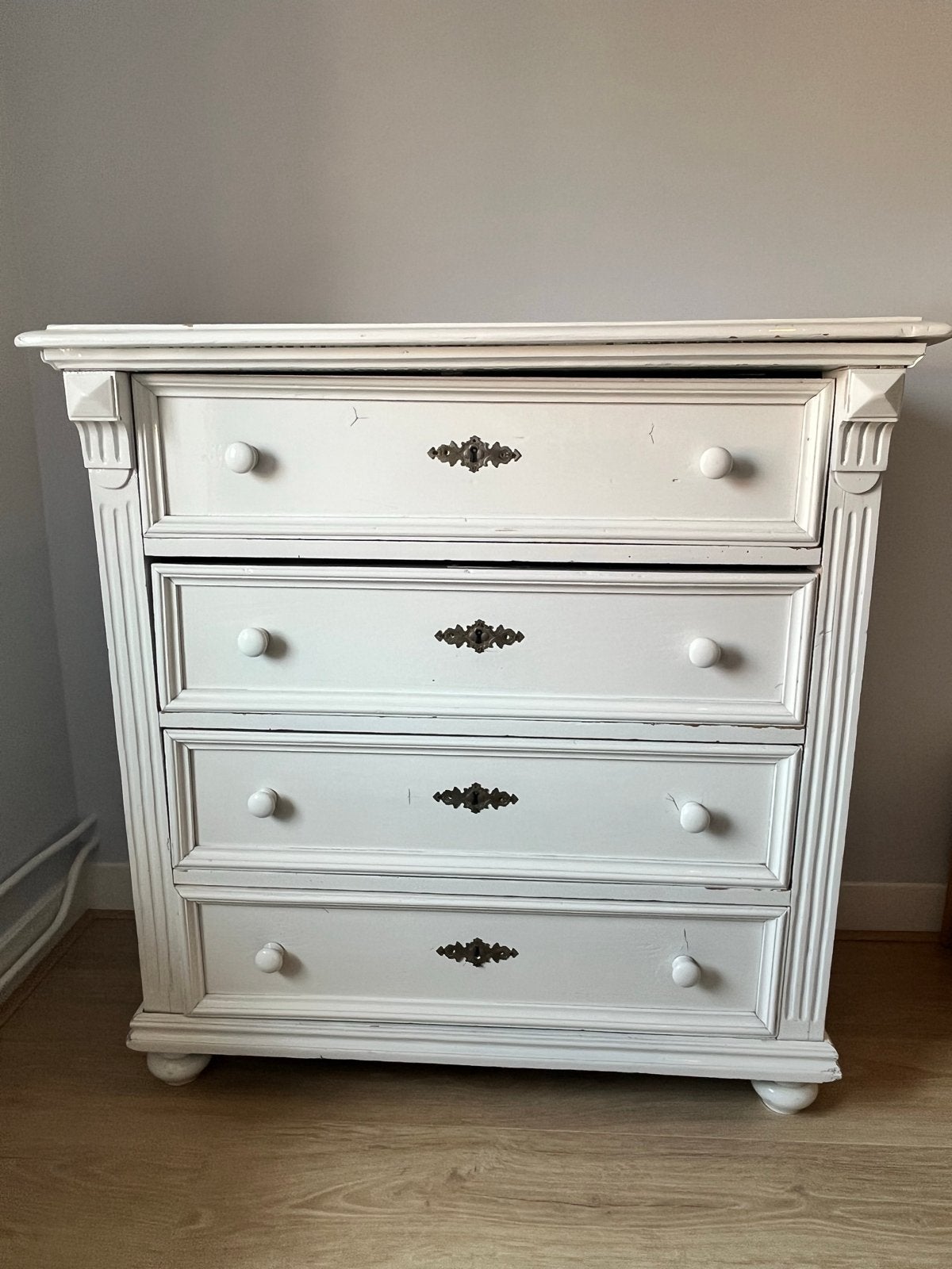 Vintage witte commode met lades, Antiek en Kunst, Ophalen