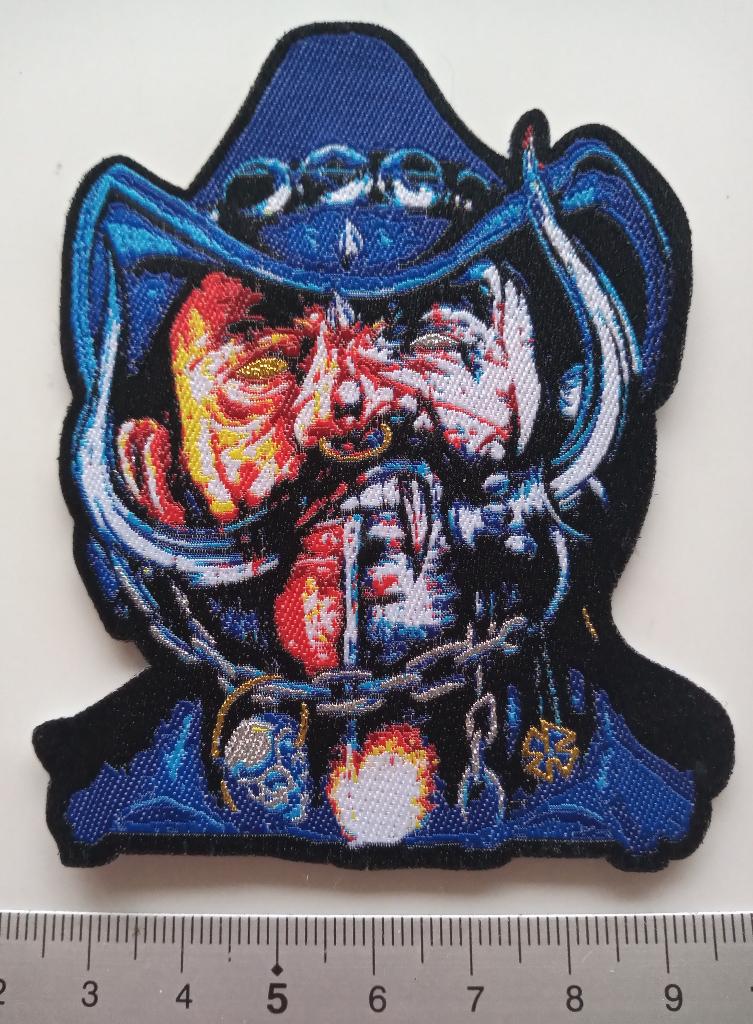 Motorhead prachtige  shaped patch 158 goud +zilver print, Verzenden, Nieuw, Kleding