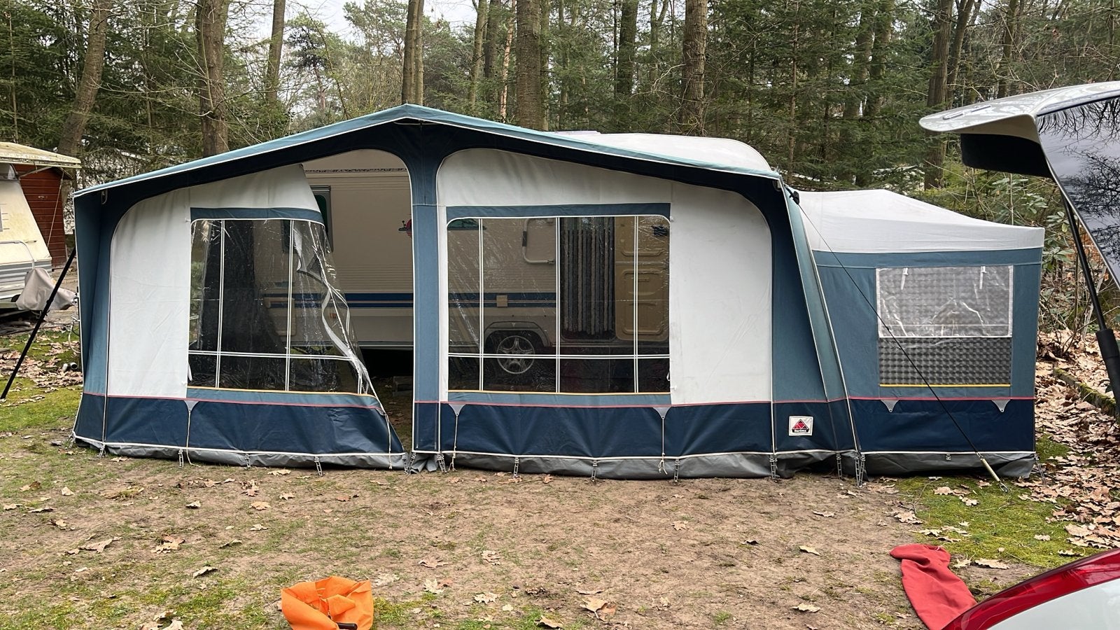 Dorema voortent maat 12 incl. uitbouw en binnentent, Ophalen, Gebruikt