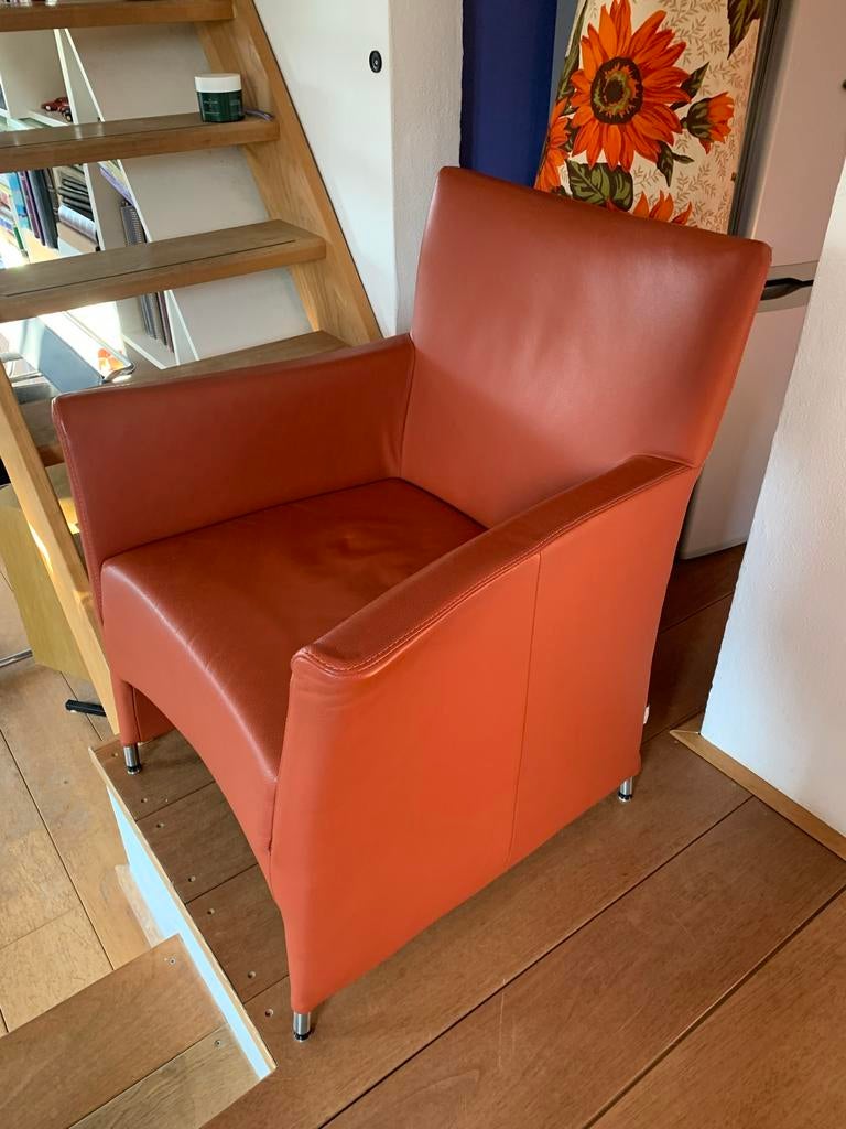 Bert Plantagie fauteuil in terracotta leer, Huis en Inrichting, Ophalen of Verzenden, Gebruikt, Leer, 75 tot 100 cm