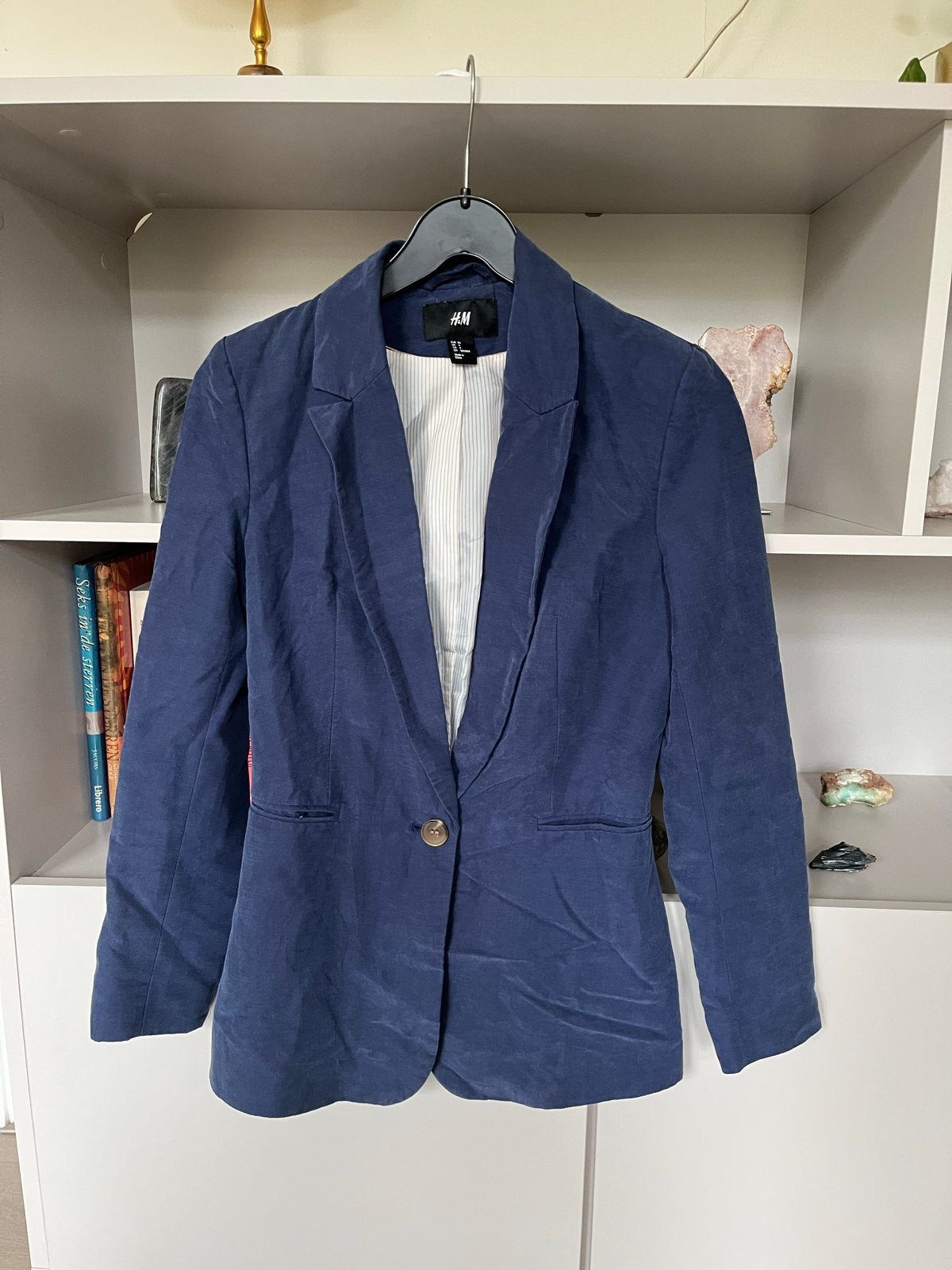 Denim blauwe blazer van H&M, maat 36 (S), Blauw, Ophalen of Verzenden, Jasje, Maat 36 (S)