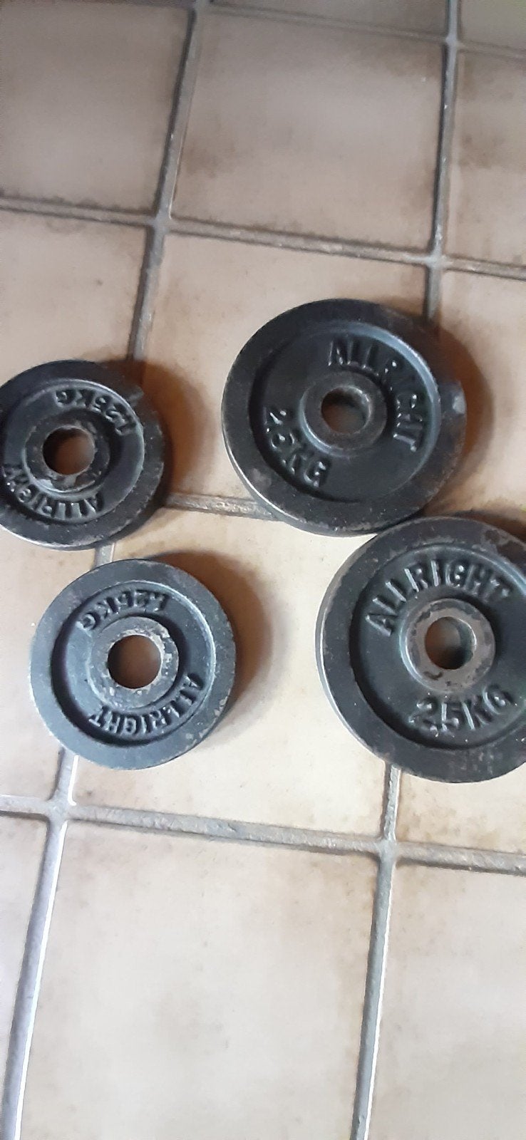 Halterschijven 4 stuks - 2x 1.25kg, 2x 2.5kg, Sport en Fitness, Ophalen, Gebruikt, Halterschijven