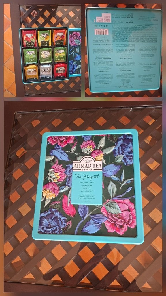 Theedoos Ahmad tea bouquet gevuld, Groen, Nieuw, Ophalen of Verzenden, Metaal