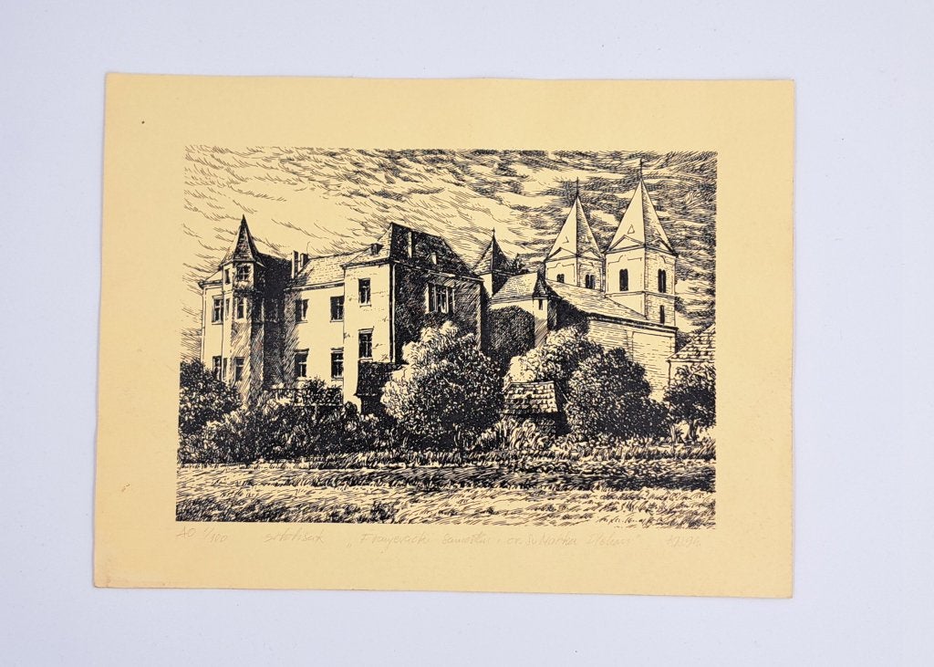 Tekening van Plehan Klooster in Bosnië, Ophalen of Verzenden