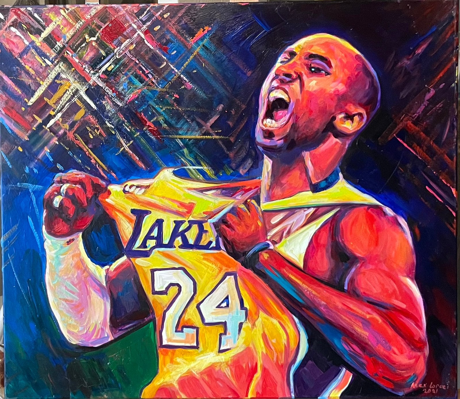 Alex L- Kobe Bryant- Handgeschilderd(100%)-Origineel, 7556LR, Overige typen, Nieuw, Ophalen of Verzenden