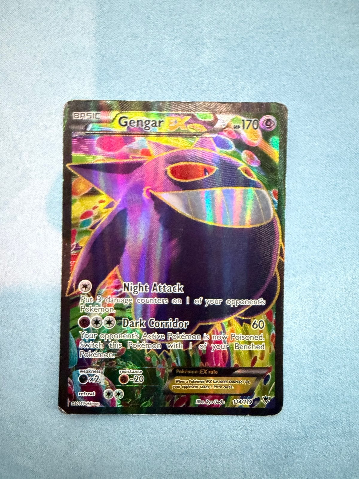 Gengar EX Pokémon kaart - Full Art (XY Phantom Forces), Ophalen of Verzenden, Gebruikt, Losse kaart, Foil