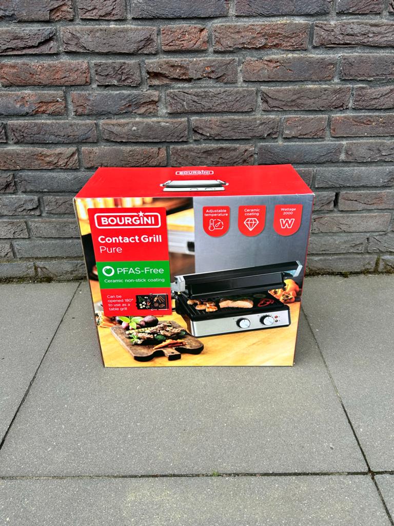 Bourgini Contact Grill Pure - Nieuw in Doos, Ophalen of Verzenden, Uitneembare platen, Nieuw