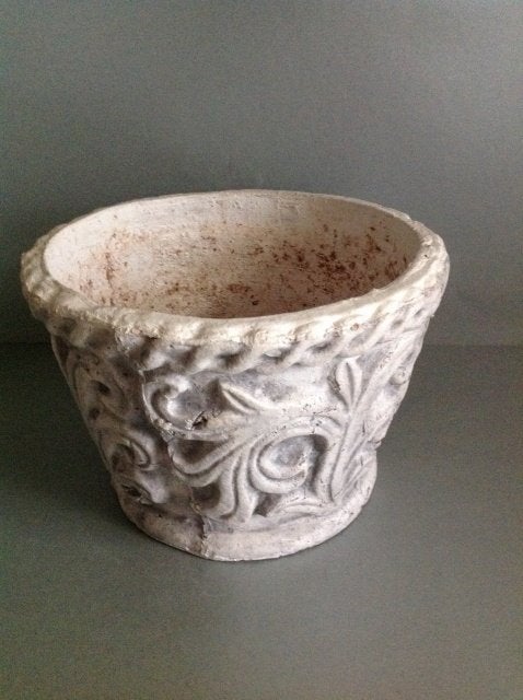 Zware bloempot met Franse Lelie decoratie, Tuin en Terras, Gebruikt, Minder dan 40 cm, Balkon, Onbekend