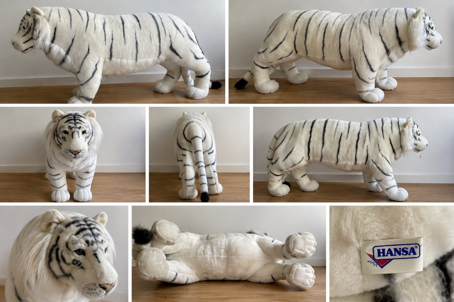 Grote witte tijger knuffel van Hansa - Zo goed als nieuw, Kinderen en Baby's, Speelgoed | Knuffels en Pluche, Ophalen, Overige karakters