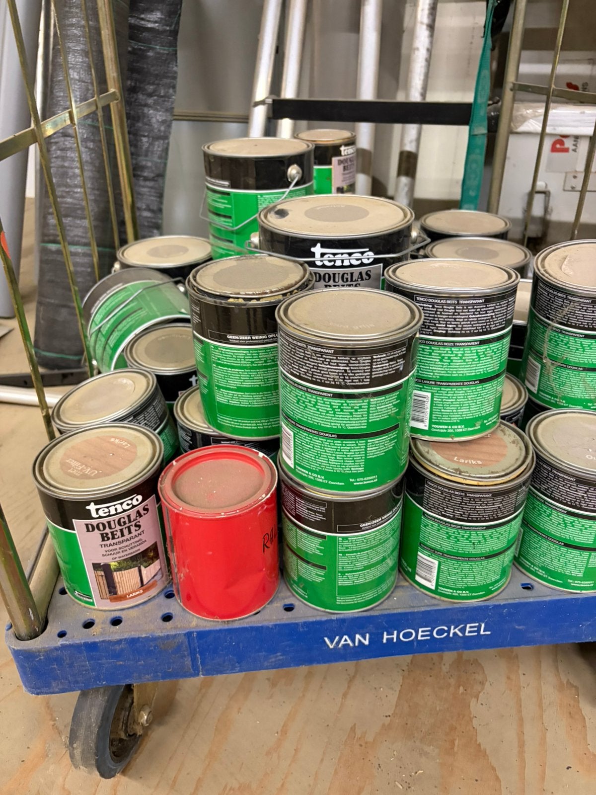 Partij Tenco beits, antraciet, wit, grijs, douglas kleur, Ophalen, Zo goed als nieuw, Grijs, Beits