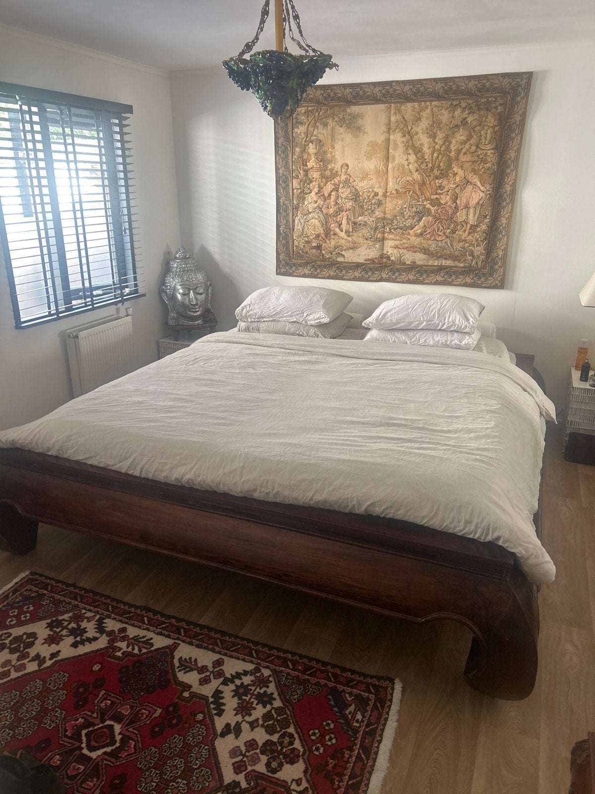 Prachtig houteno Opium bedframe met oosterse sfeer, Ophalen of Verzenden