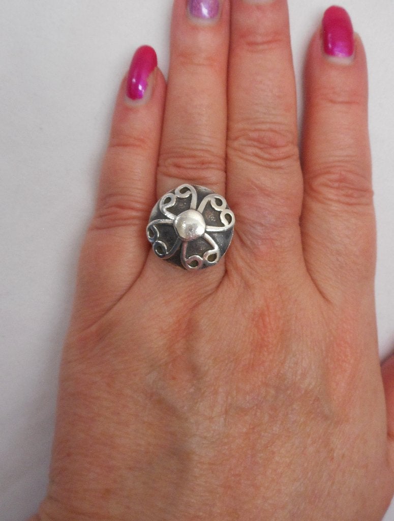 Zilveren modernist ring maat 18 nr.494, 18 tot 19, Gebruikt, Verzenden, Dame