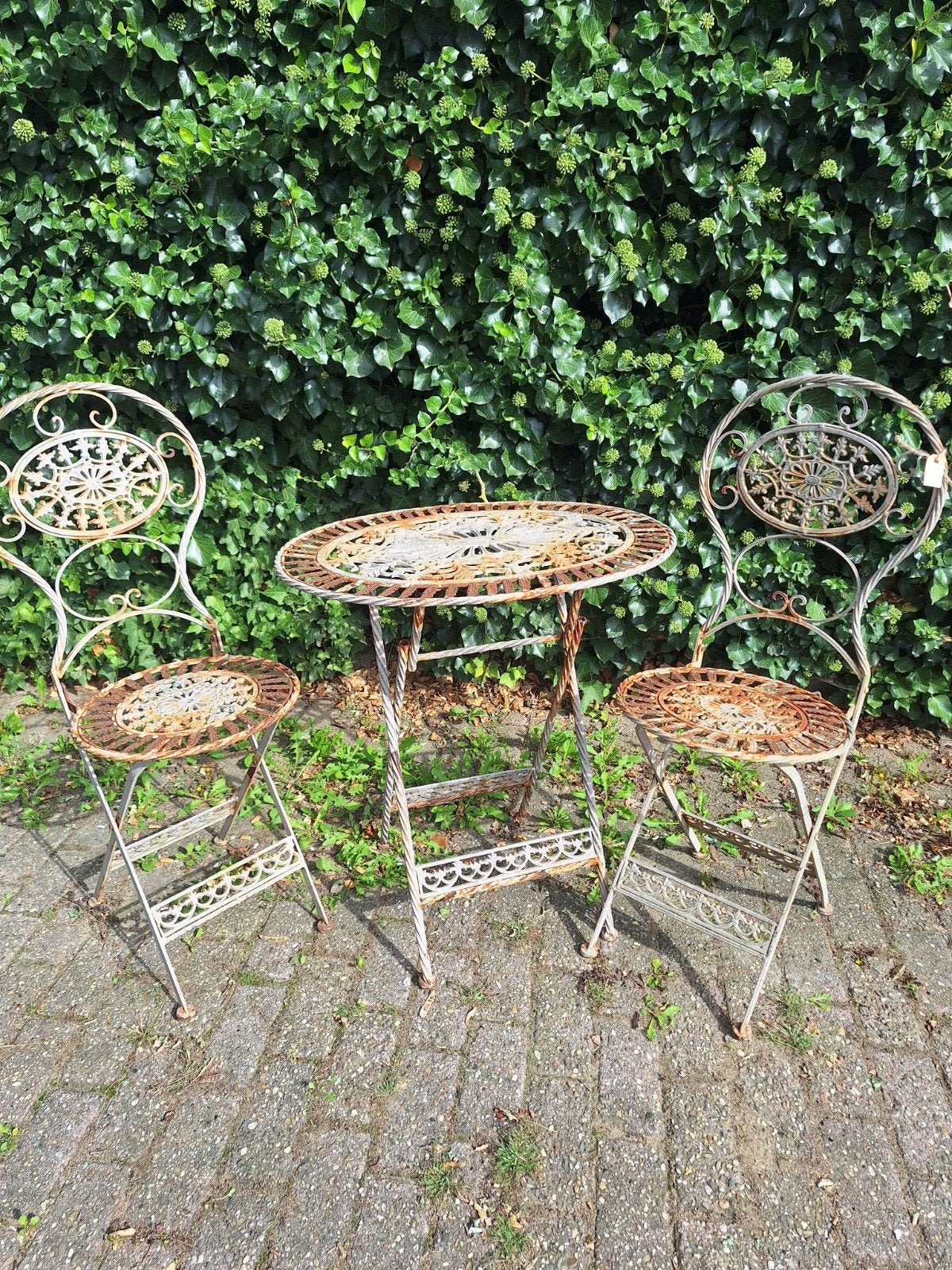 tuinset inklapbaar decoratie brocante ijzer, Ophalen, Overige materialen, 2 zitplaatsen
