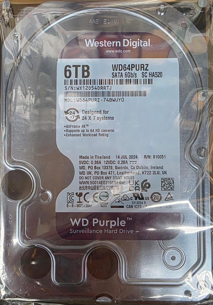 WD Purple - 6TB Harde schijf, Computers en Software, Harde schijven, Intern, Nieuw, Desktop, 6TB