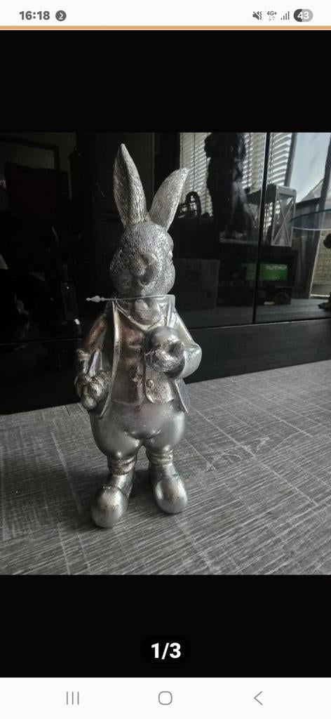 Leuk zilverkleurig dierenbeeld, Ophalen of Verzenden, Nieuw, Dier