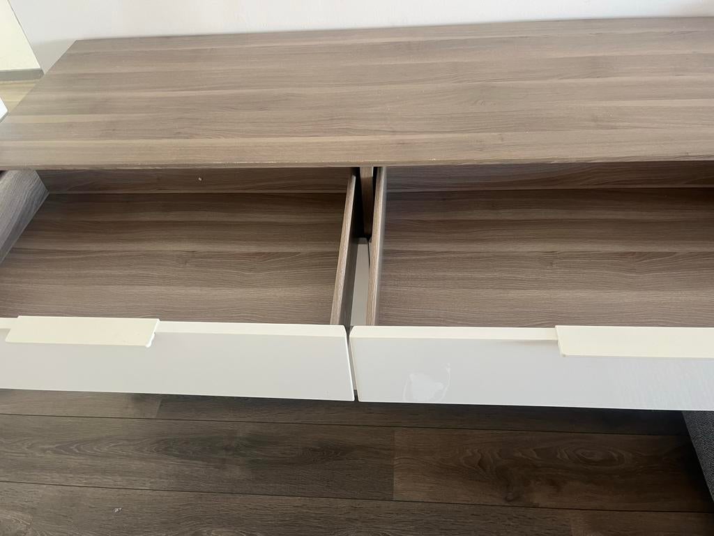 Modern dressoir van hout en witte kleur, Ophalen, Gebruikt, 150 tot 200 cm, Met lade(s)