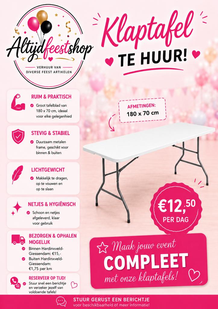 Klaptafel partytafel buffettafel te huur, Ophalen, Overige