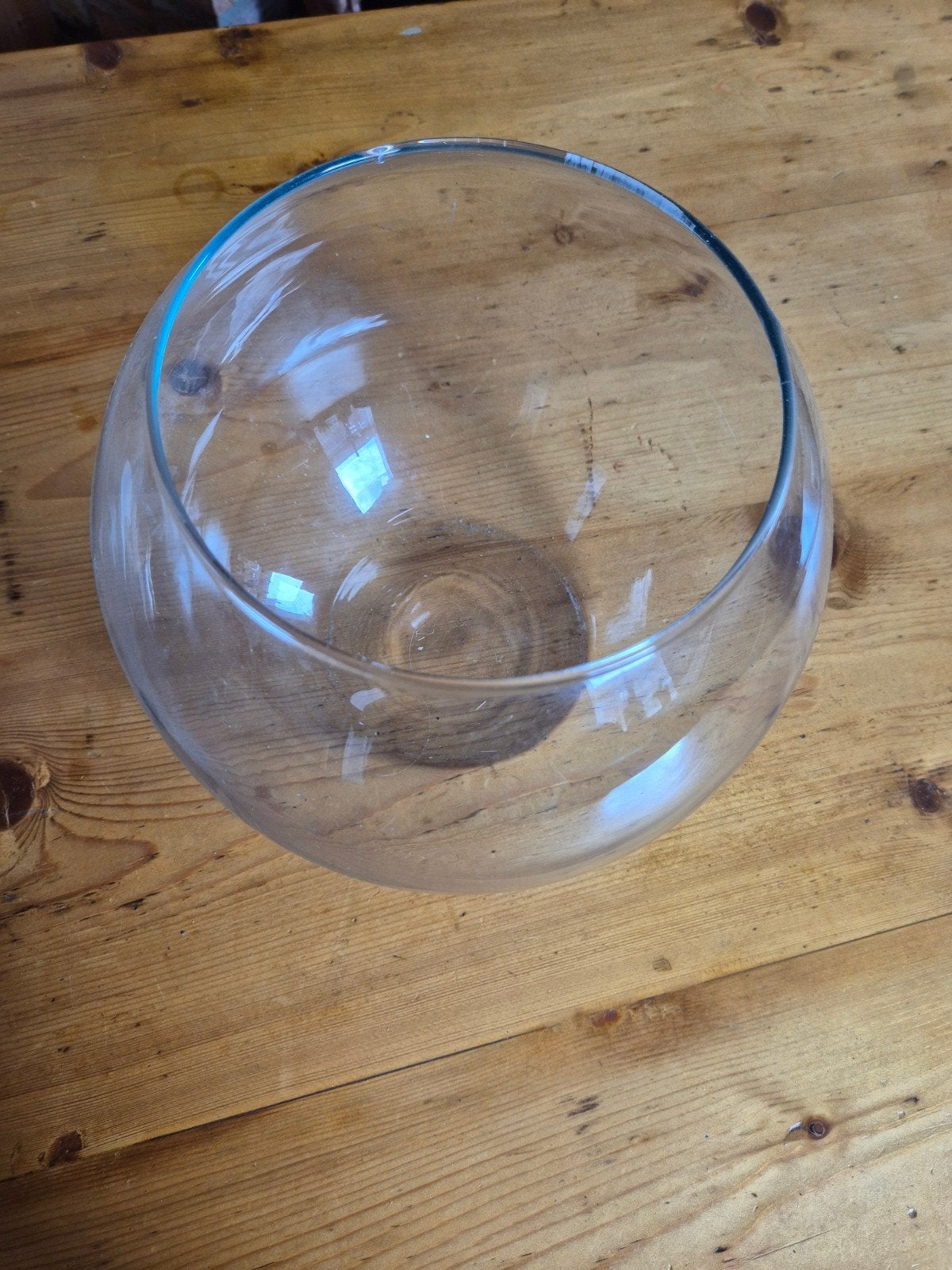 Glazen vaas/vissenkom - 16 cm opening, 25 cm diameter, Ophalen, Zo goed als nieuw, Transparant, Glas