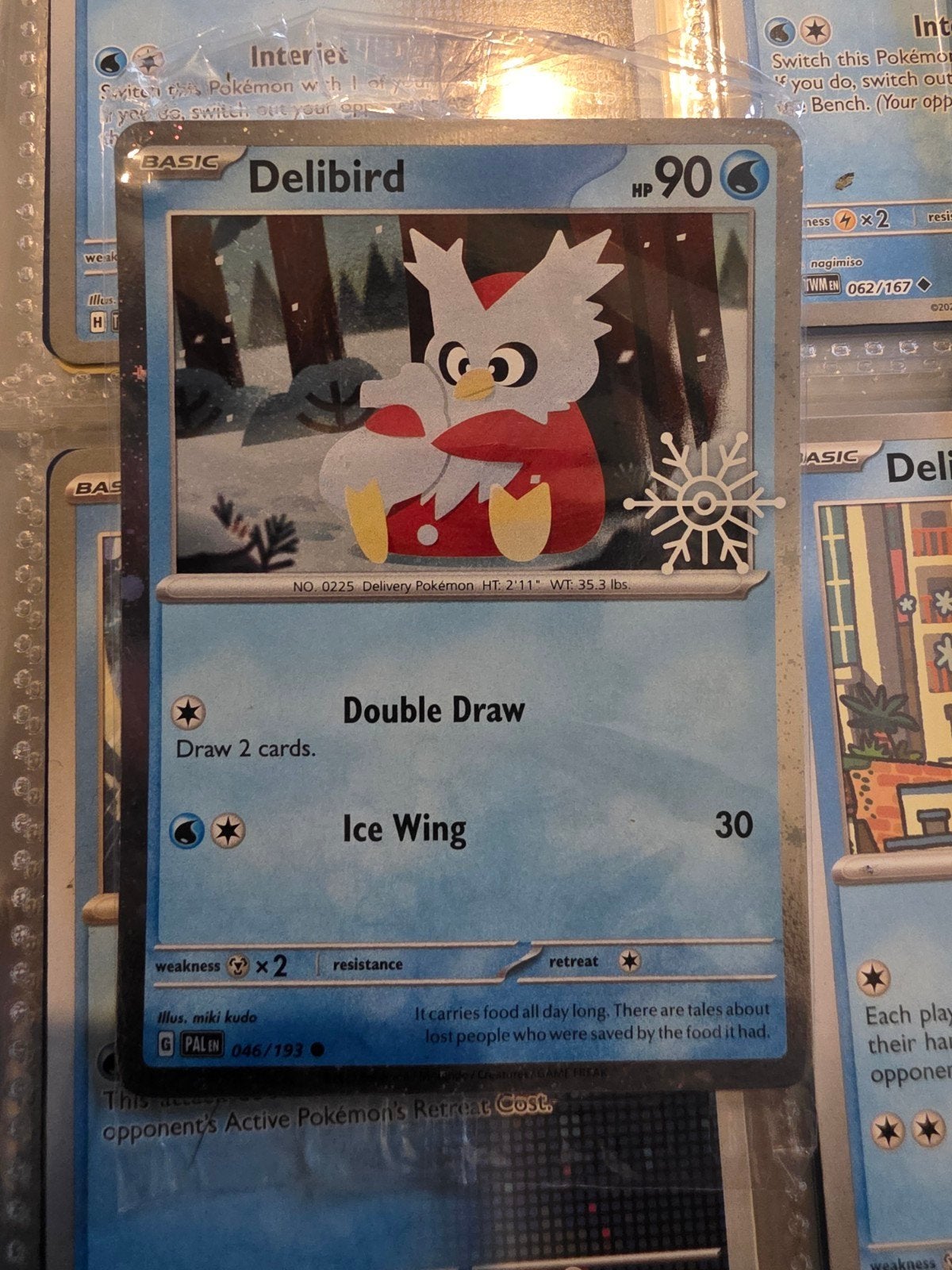 Pokemon Kaart Delibird 046/193 - Basic - HP 90  promo seald, Ophalen of Verzenden, Zo goed als nieuw, Losse kaart, Foil