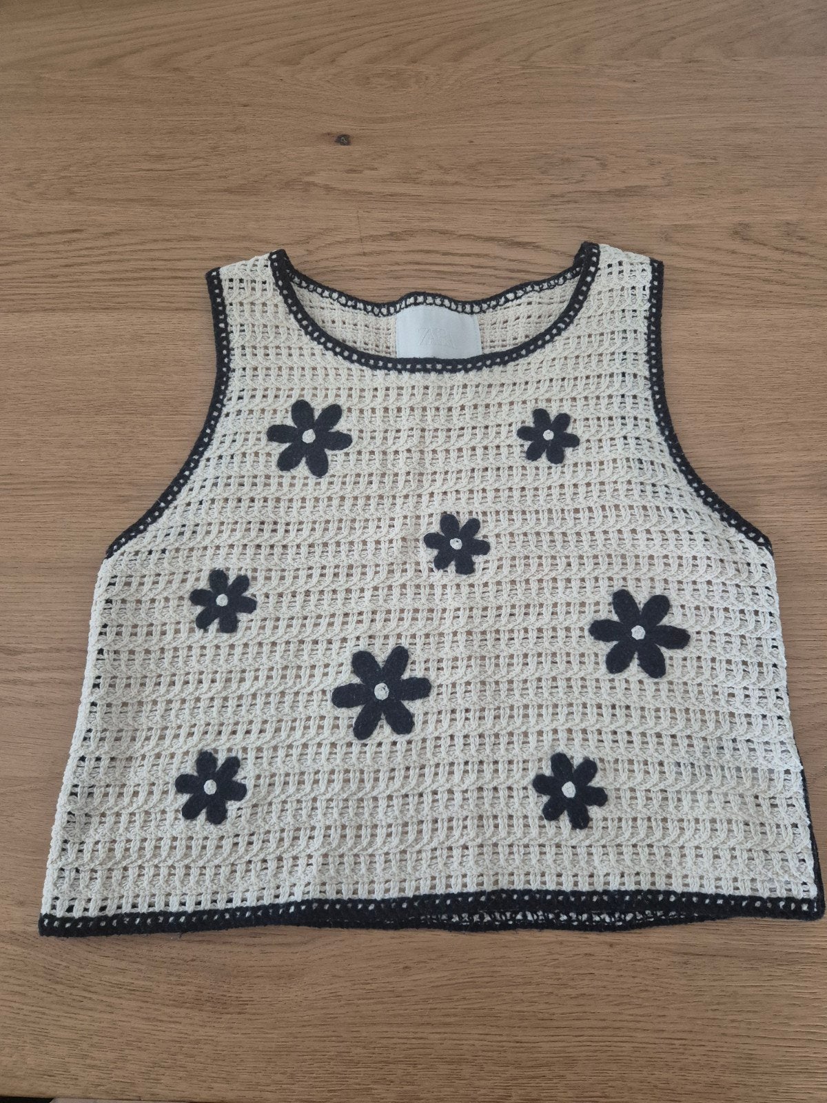 Zara gehaakte top beige/zwart - maat 11-12 jaar, Ophalen of Verzenden, Gebruikt, Zara, Meisje