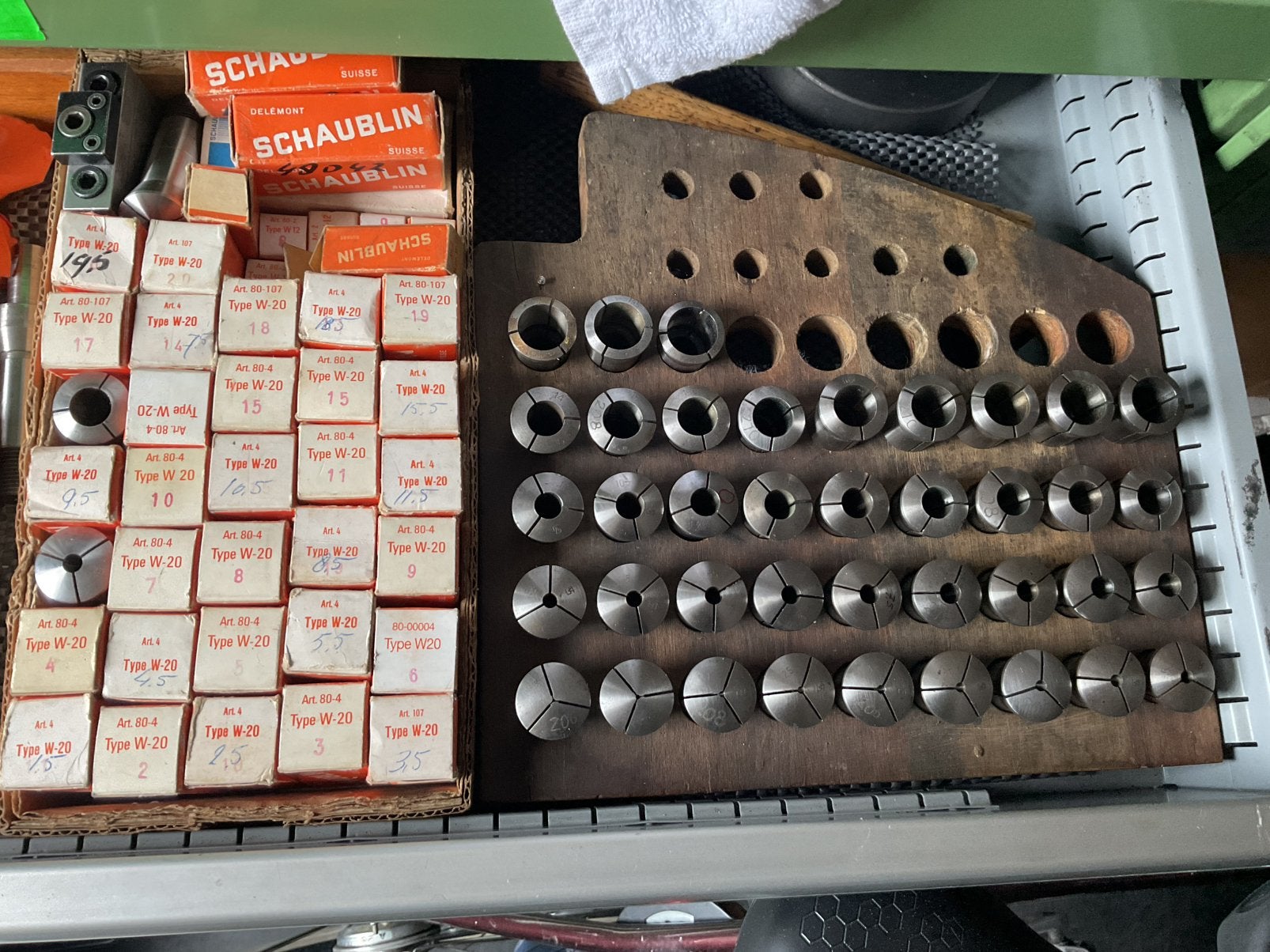 Schaublin w20 spantangen set ( ACIERA, Fehlmann, sixis ), Doe-het-zelf en Verbouw, Ophalen of Verzenden, Metaaldraaibank