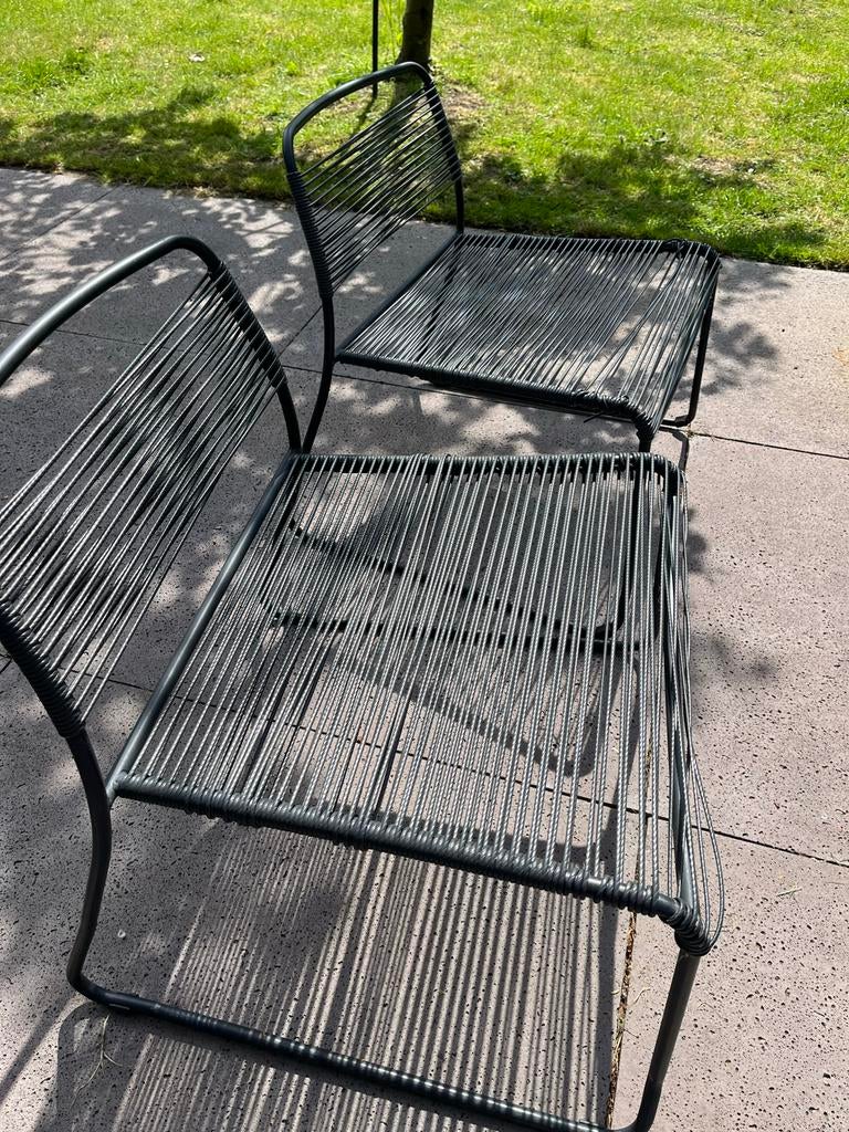 Set van 2 moderne tuinstoelen - Grijs metaal en kunststof, Ophalen, Gebruikt, Metaal