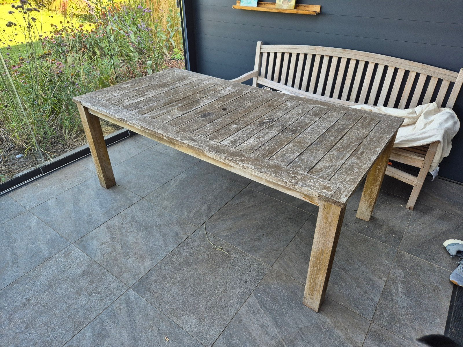 Teak tuintafel 200x100, Ophalen, Gebruikt, Teakhout