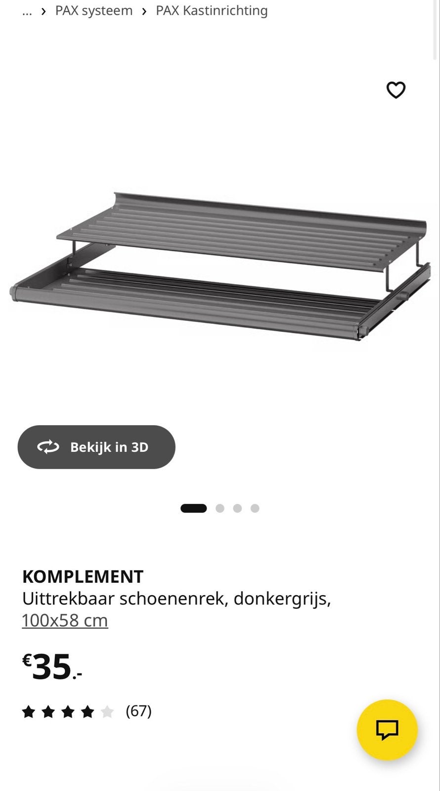 IKEA KOMPLEMENT Uittrekbaar schoenenrek 100x58 cm, Ophalen, Zo goed als nieuw