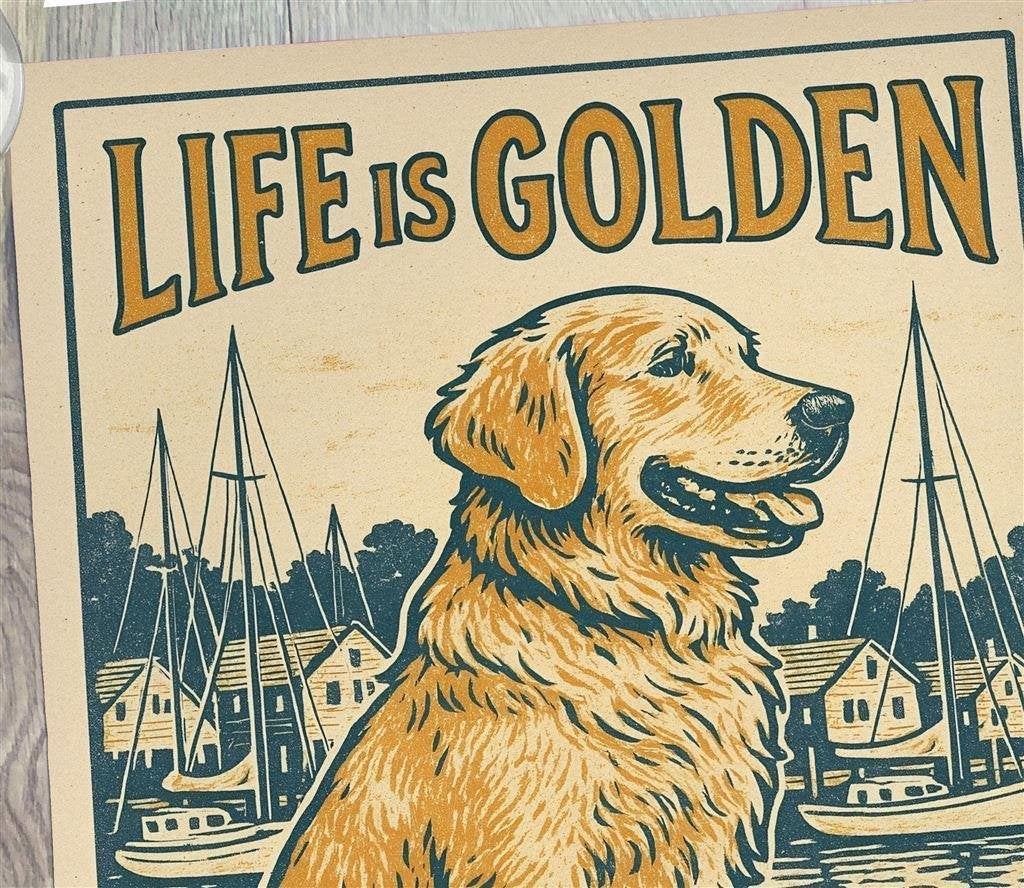 Golden Retriever Hond Kunst Art Poster Affiche, Verzenden, Nieuw, A1 t/m A3, Film en Tv