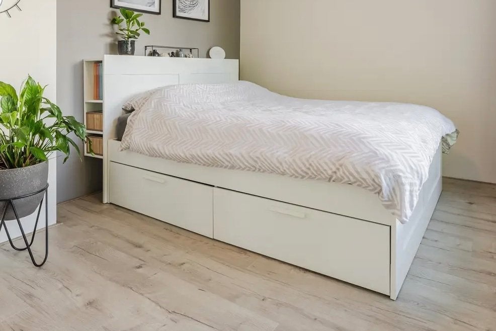 Brimnes bed IKEA 180-200cm, Ophalen, Wit, 180 cm, 200 cm