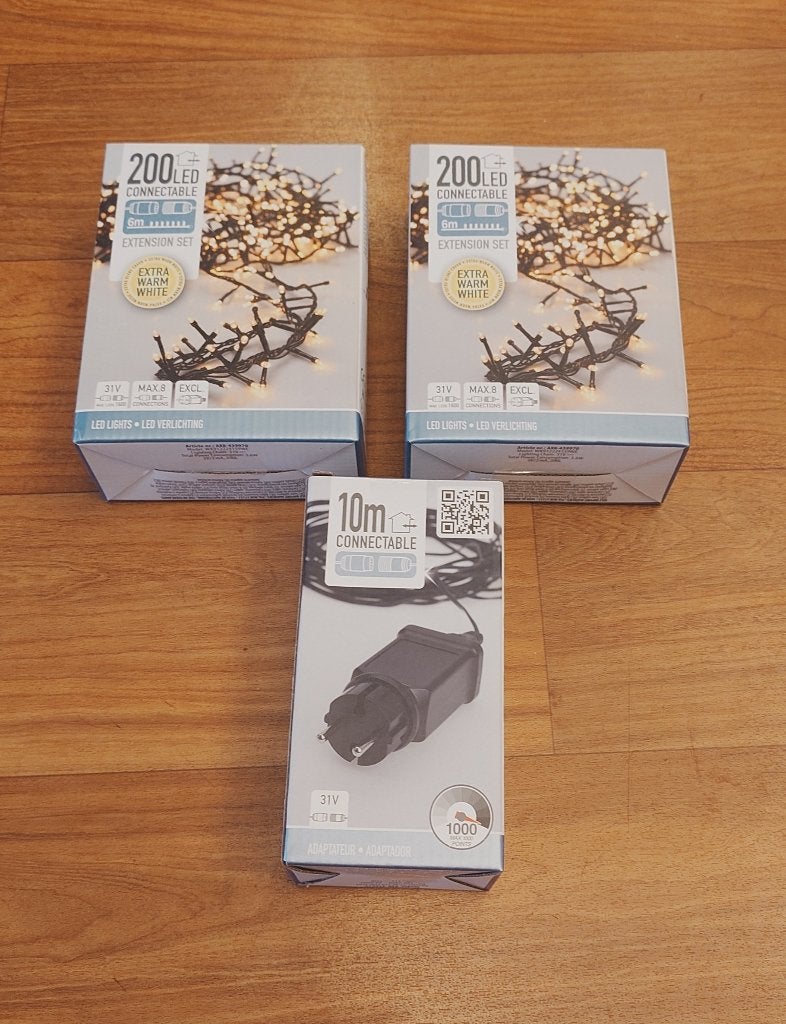 200 led lichtjes NIEUW in doos 2 stuks + adapter, Ophalen of Verzenden, Nieuw