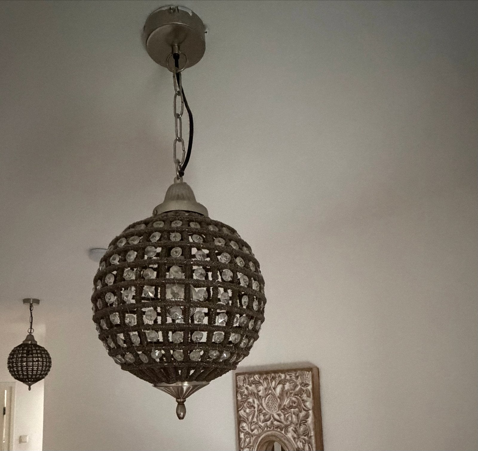 Kristallen bol hanglampen, Ophalen, Zo goed als nieuw, Glas, E27 (groot)