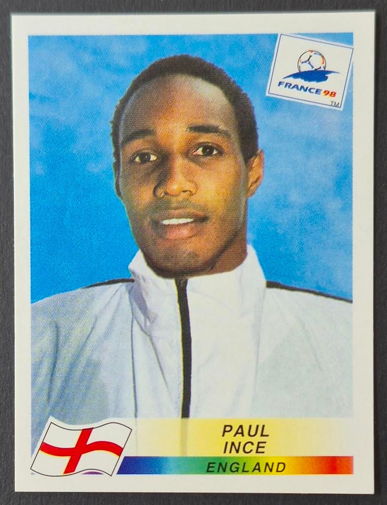 Panini sticker Paul Ince - Engeland, WK 98, Ophalen of Verzenden, Zo goed als nieuw, Buitenlandse clubs, Poster, Plaatje of Sticker