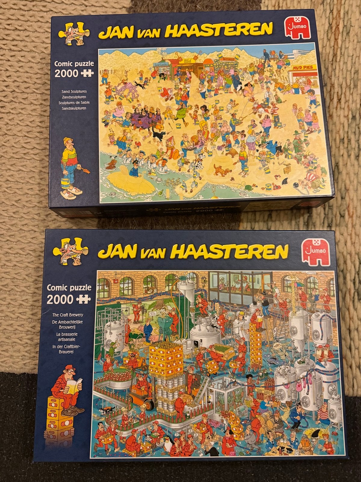 Jan van Haasteren Puzzels: Zandsculpturen & Brouwerij (2x 20, Hobby en Vrije tijd, Ophalen of Verzenden, Meer dan 1500 stukjes