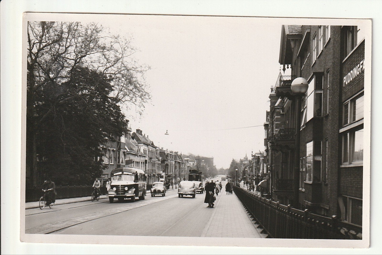 GRONINGEN VIADUCT HEREWEG VERKEER OUDE AUTO'S DABO EDS BUS, Ophalen of Verzenden, 1940 tot 1960, Ongelopen, Groningen