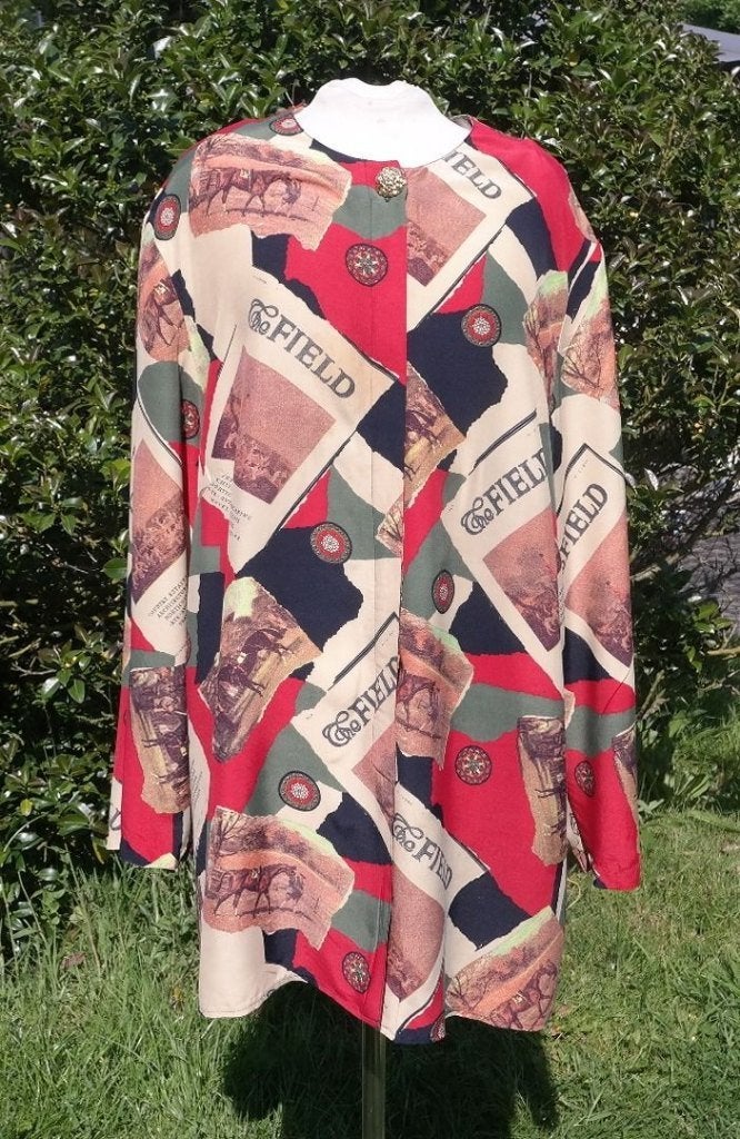 Jaren 80 Blouse met heel aparte print - The Field , mt. 52, ., Maat 46/48 (XL) of groter, Ophalen of Verzenden, .