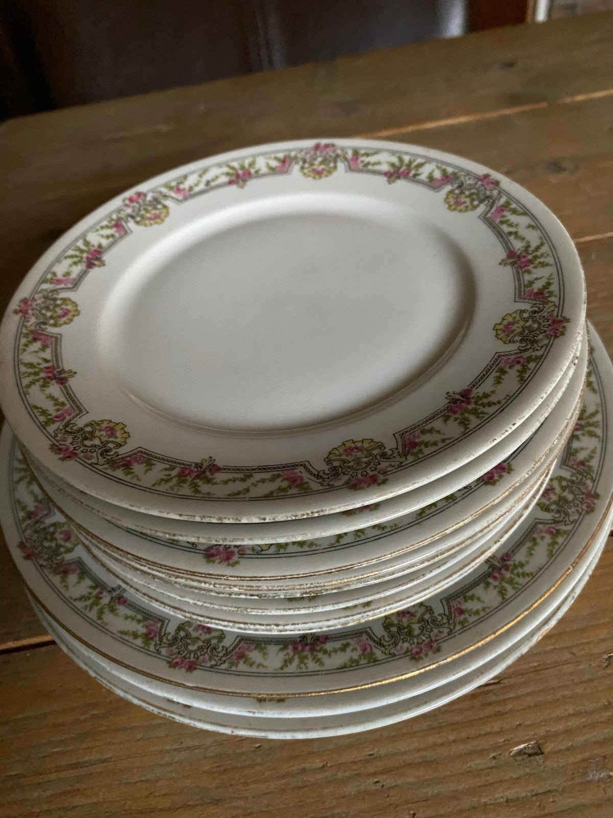 Oud Limoges servies met ontbijtbordjes en dinner plates, Antiek en Kunst, Ophalen of Verzenden