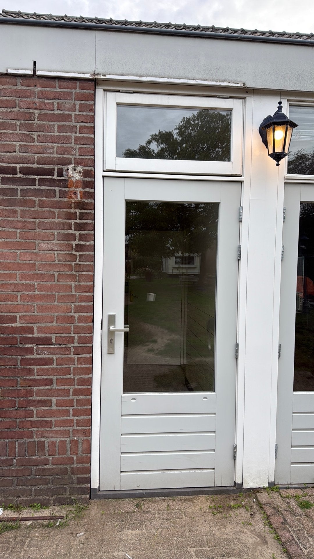 Kozijn met achterdeur en klepraam, Doe-het-zelf en Verbouw, Ophalen, Gebruikt, Deurkozijn, Inclusief glas
