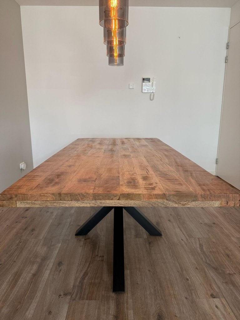 Mangohouten eettafel incl. matrix poot, Huis en Inrichting, Tafels | Eettafels, Ophalen, Overige materialen, 100 tot 150 cm, 150 tot 200 cm