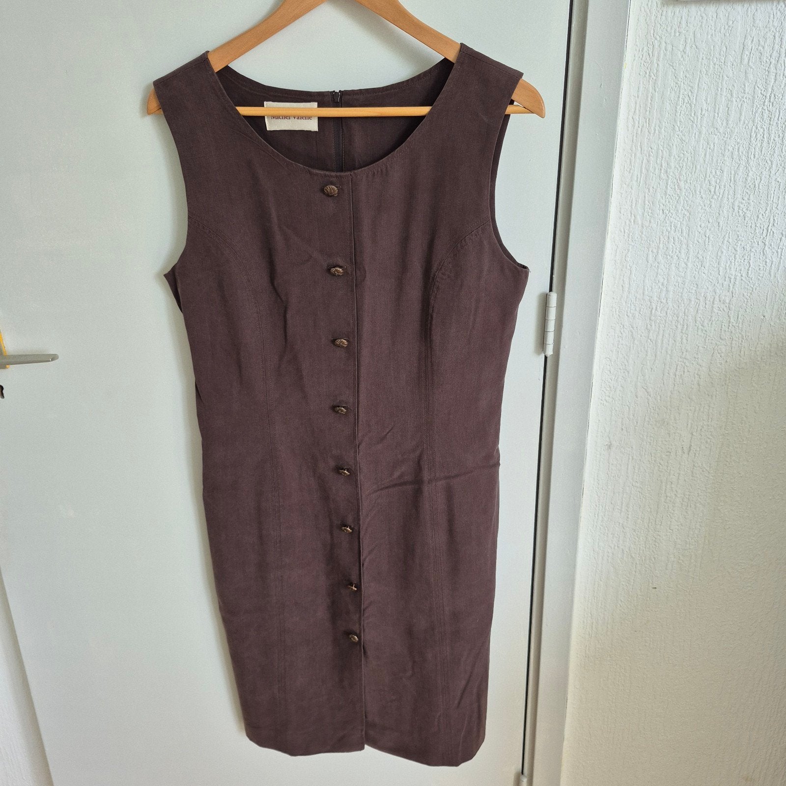 MICHEL VALgri bruine jurk met onderjurk maat M, Kleding | Dames, Maat 38/40 (M), Bruin, Michel Valérie, Ophalen of Verzenden