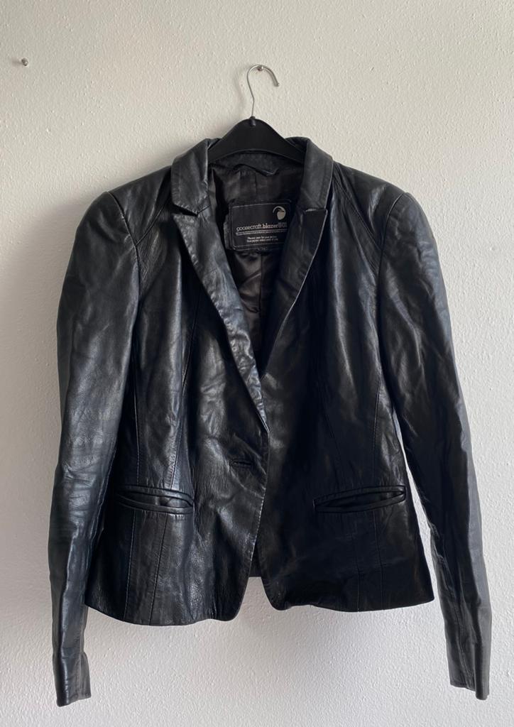 Leren Damesjas met Schoudervulling - Gooscraft 501, Ophalen of Verzenden, Gedragen, Maat 38/40 (M), Zwart