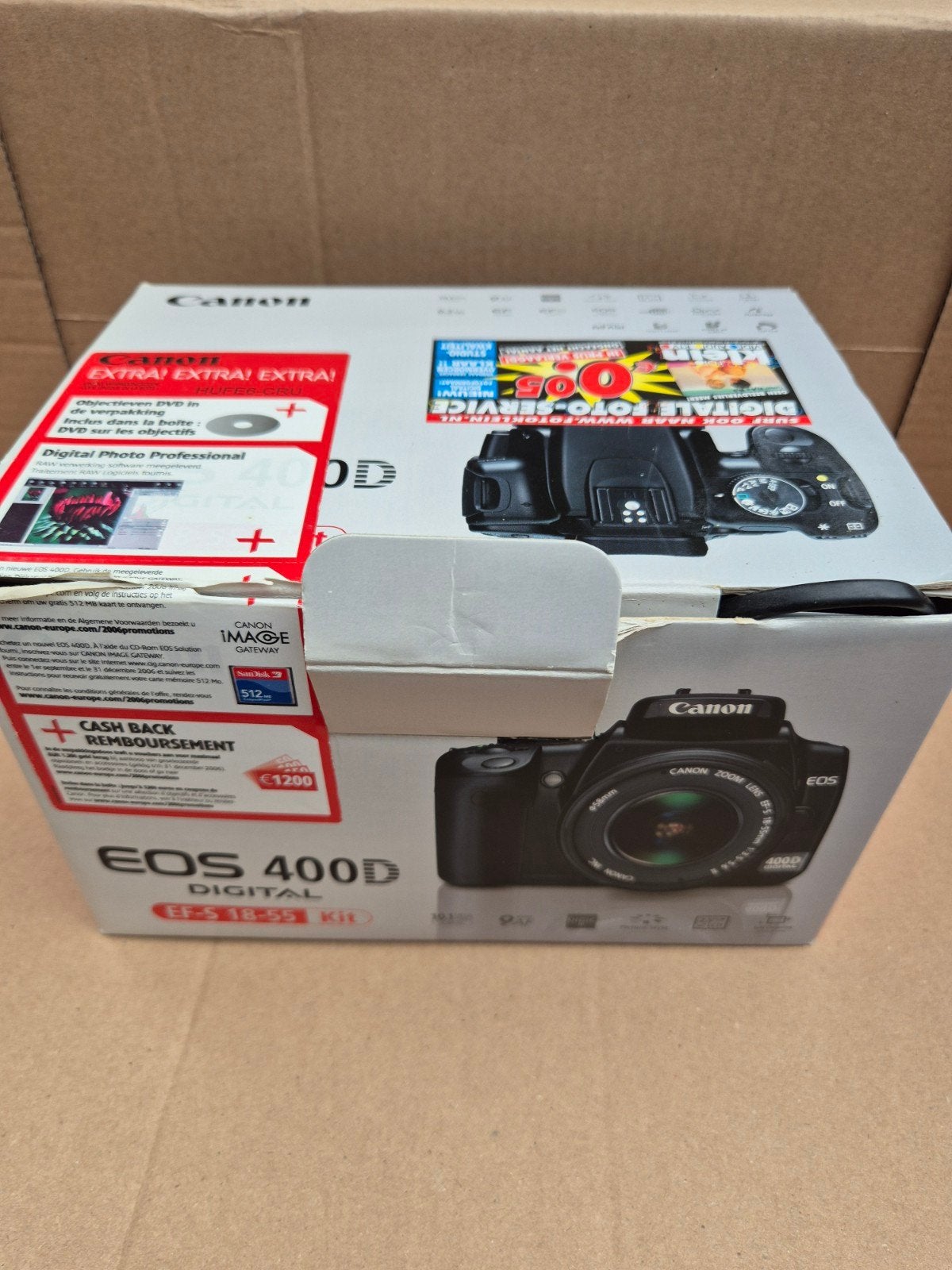 Canon EOS 400D Spiegelreflexcamera met EF-S 18-55mm lens, Ingebouwde flitser, Gebruikt, Spiegelreflex, Canon