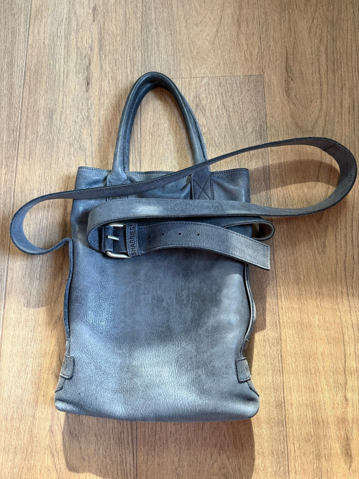 Shabbies Amsterdam Leren Tas - Grijs/Blauw, Ophalen of Verzenden, Zo goed als nieuw, Grijs, Handtas