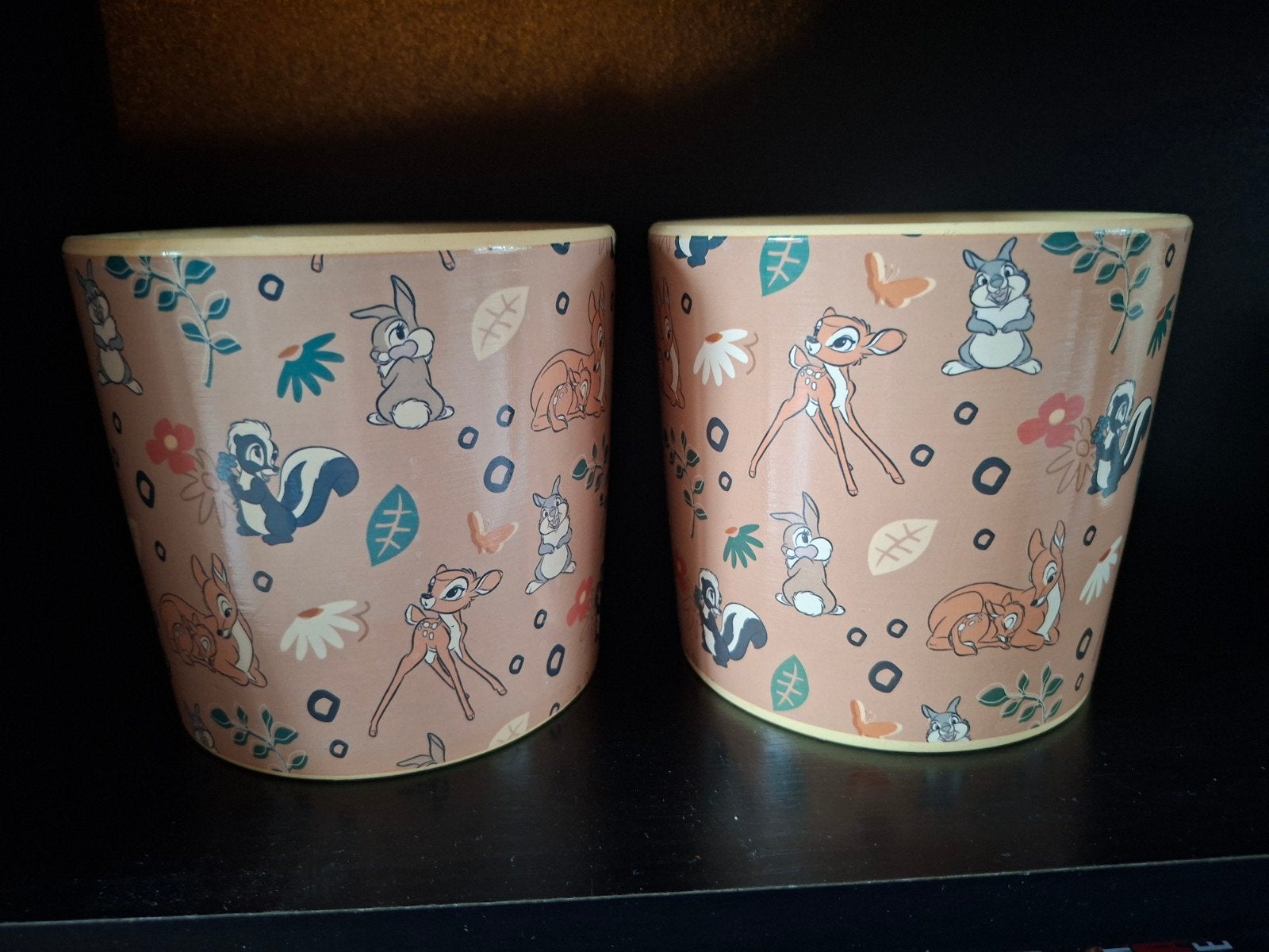 Set van 2 Bambi bloempotten - Disney, Vintage, Ophalen of Verzenden, Zo goed als nieuw, Roze
