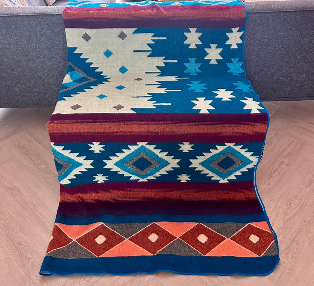 Alpaca Loca Plaid Native Turquoise Deken NIEUW, Native, Overige kleuren, Ophalen of Verzenden, 200 cm of meer